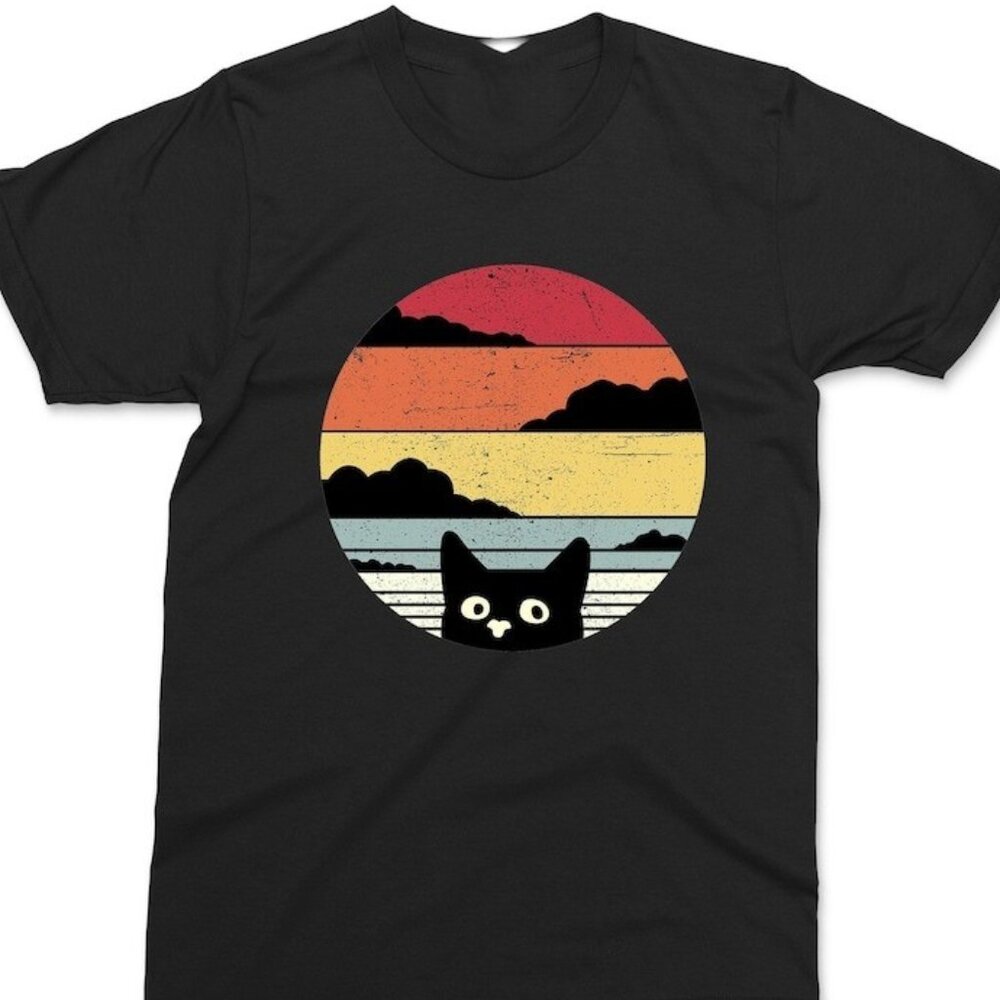 Retro Cat Funny T-shirt, Kitten Cats Gift - Picture 1 of 3